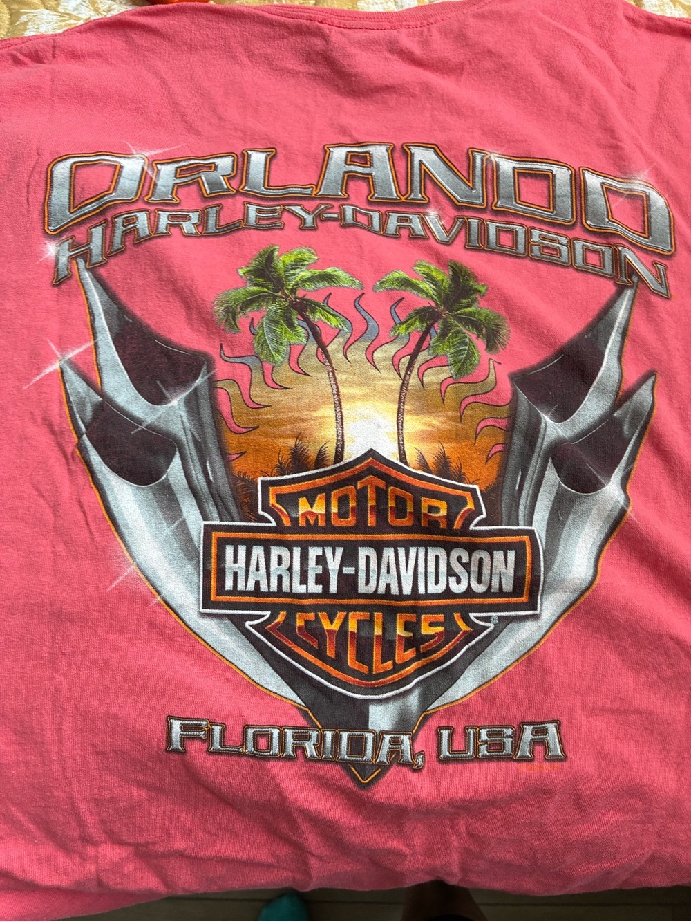 Harley-Davidson Pink Orlando Palm Sunset Graphic Tee